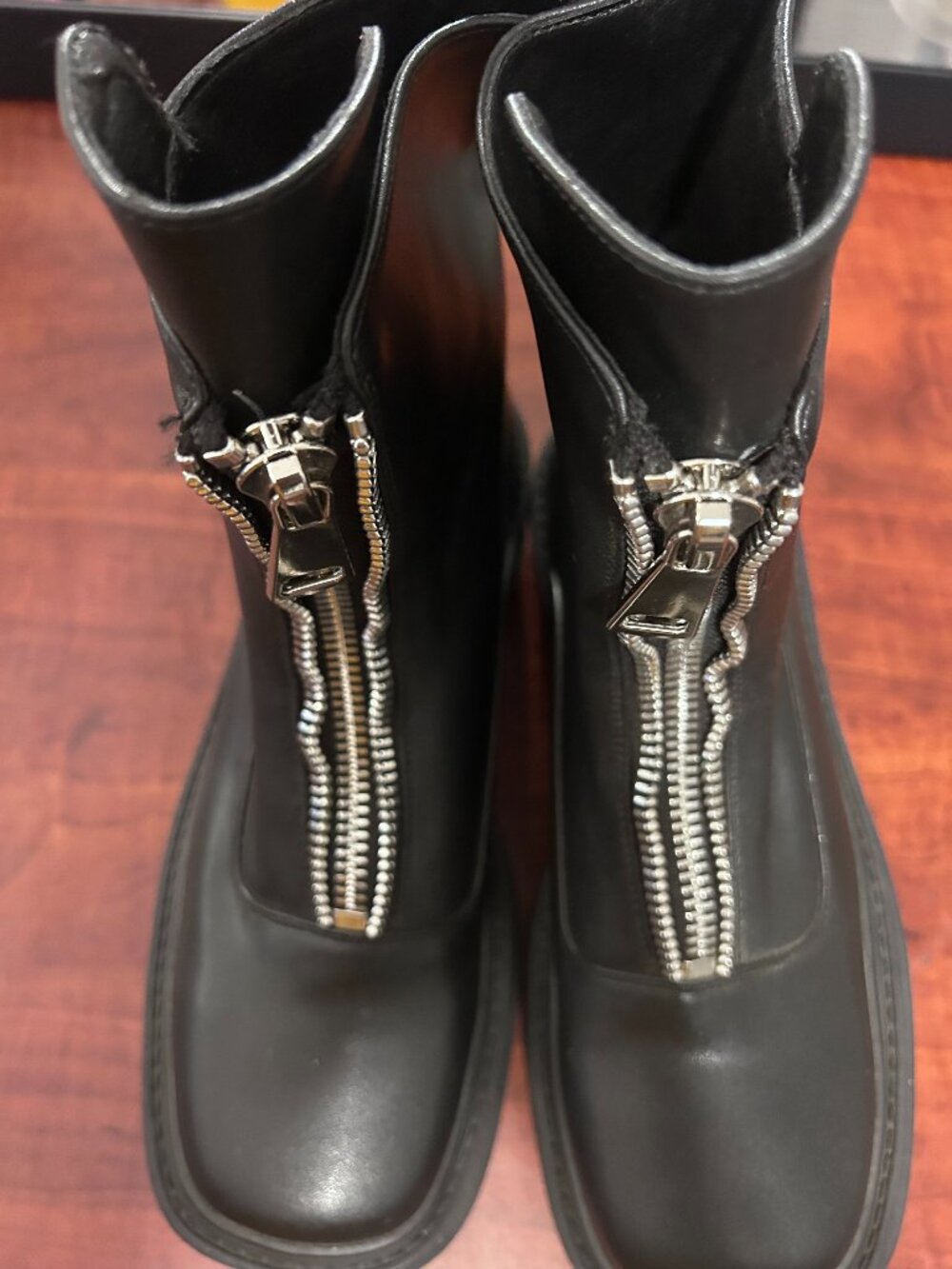 Sleek Black Front-Zip Ankle Boots